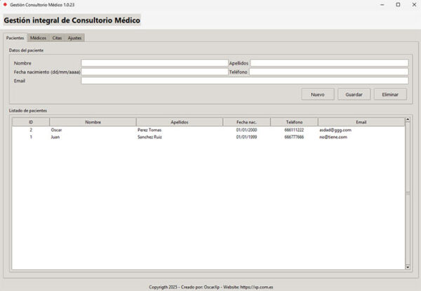 Base de datos de consultorio médico