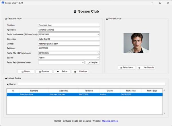 Socios Club base de datos